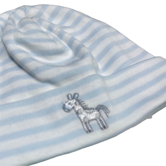NWT Kissy Pima Light Blue Stripe Zebra Ears Hat Newborn - Picture 2 of 3